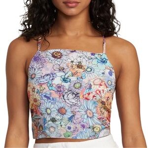 RVCA Women's Sasha ANP Tank top-Tie back-floral design Sage Vaughn Collection-S
